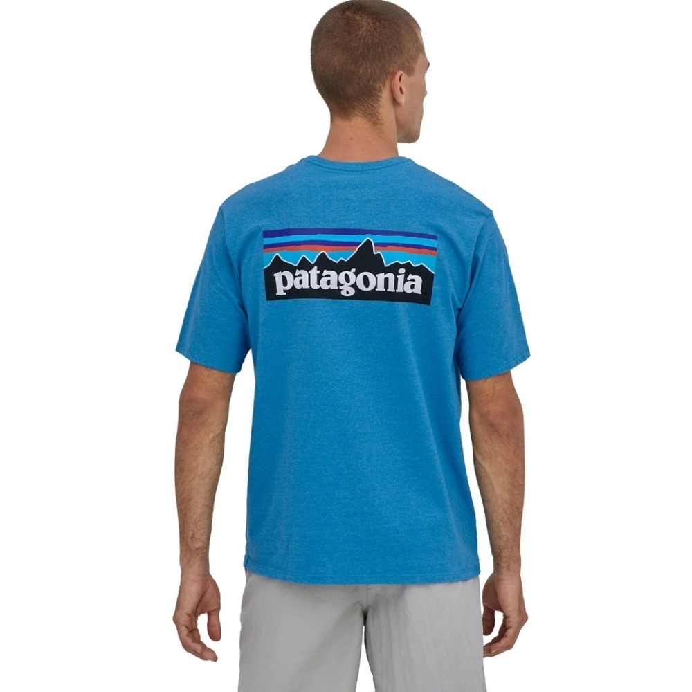 Mens P-6 Logo Patagonia Blue Organic Cotton T Shirt Size XXL